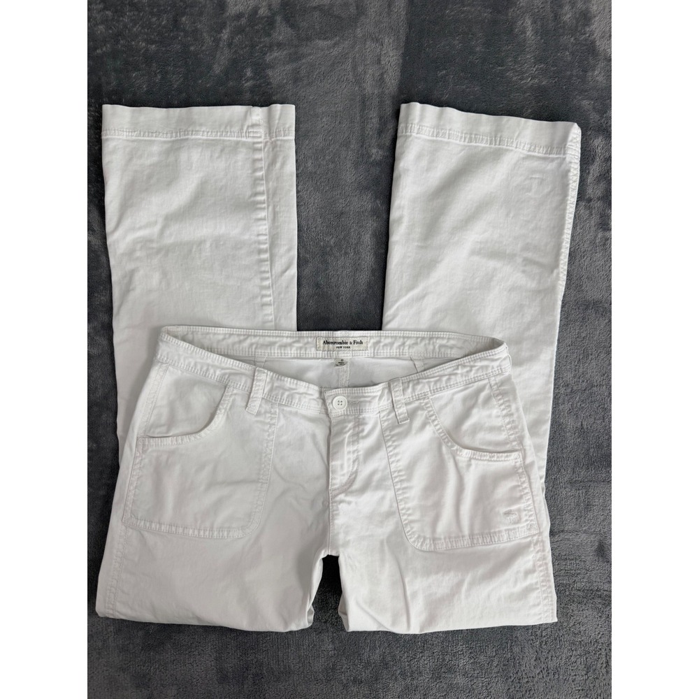 Y2K Abercrombie White Bootcut Pants Low Rise Coastal Grandmother Summer 6
